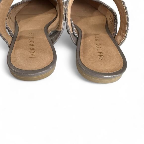 Jack Rogers Tinsley Pointed Slides Mules | Gray Whipstitch 8.5 Leather - Picture 7 of 11